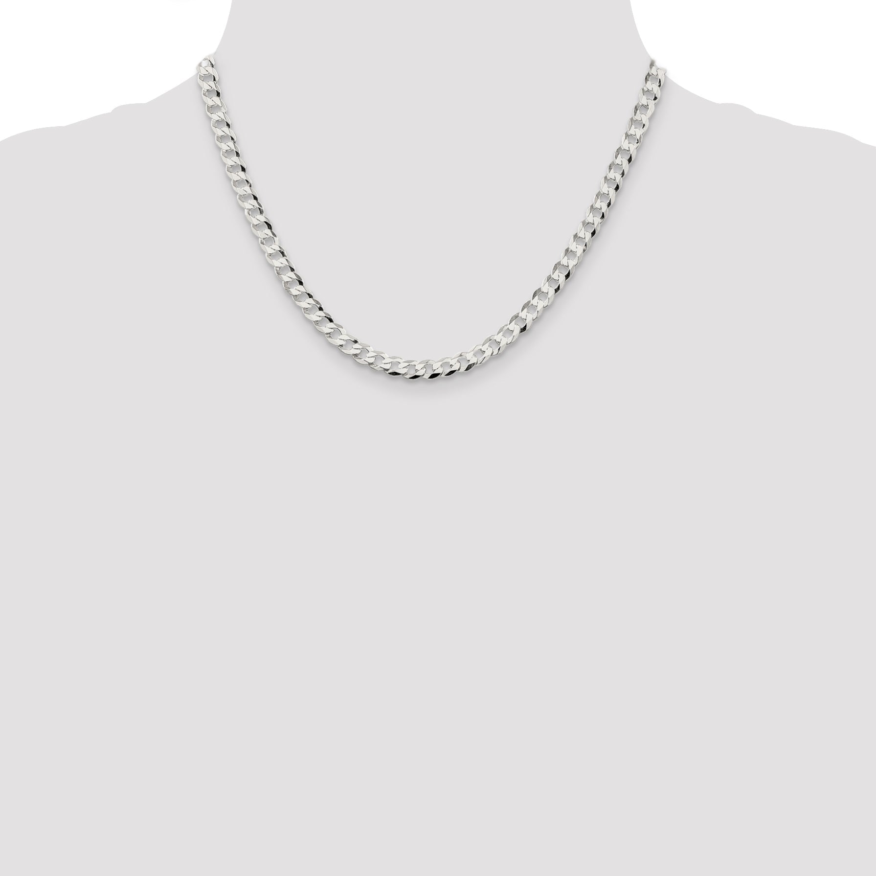 18 Inch Sterling Silver 5.75mm Flat Curb Chain Necklace