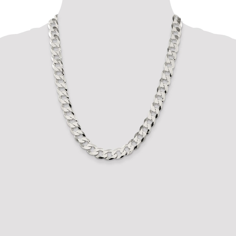 22 Inch Sterling Silver 11.75mm Flat Curb Chain Necklace