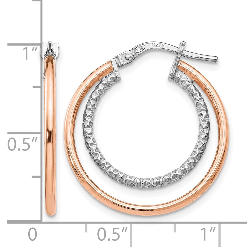 Sterling Silver Rose-Tone D/C Hoop Earrings