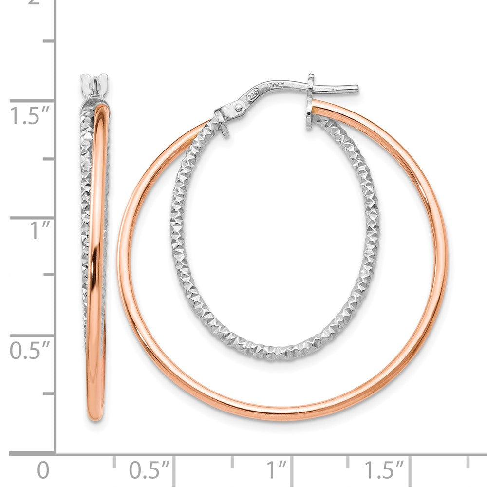 Sterling Silver Rose-Tone D/C Hoop Earrings