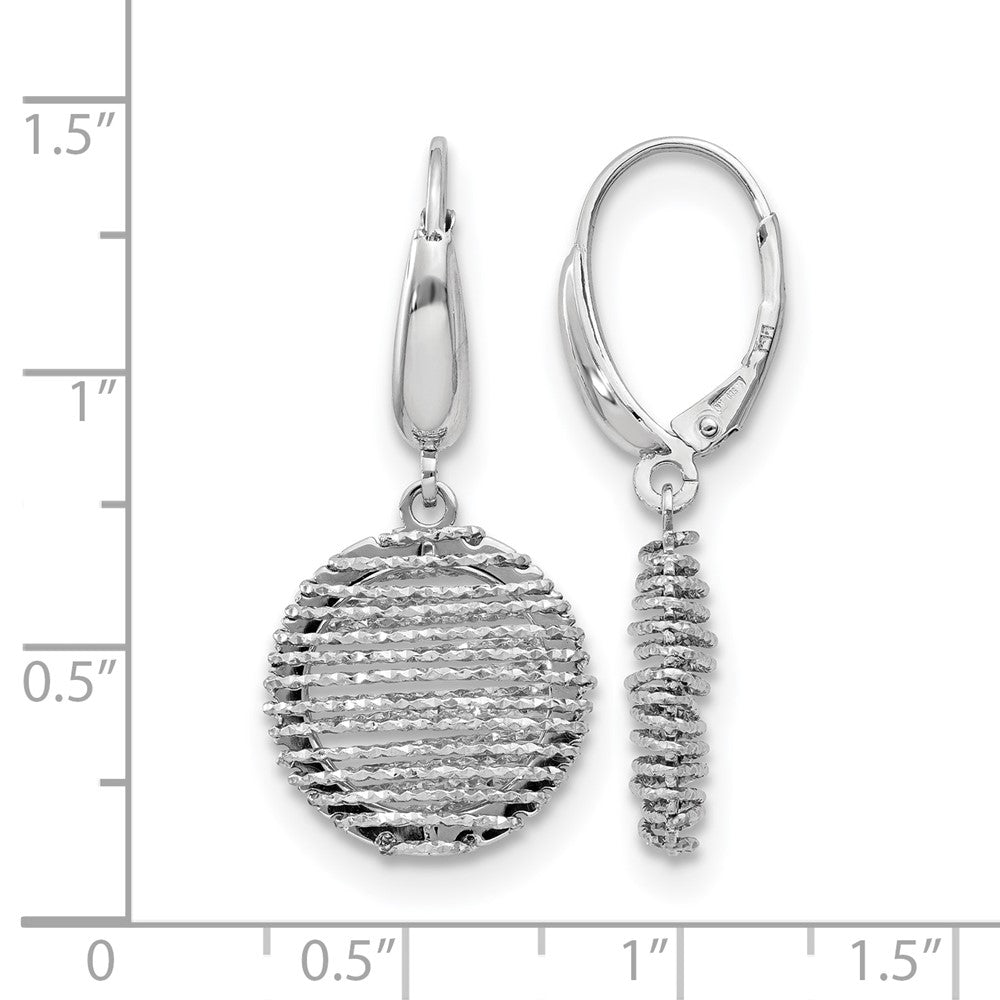 Sterling Silver Ss Rh Plated Polished D/C Open Center Leverback Earrings