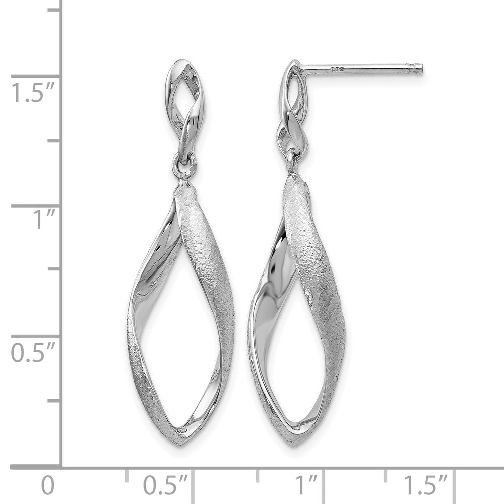 Sterling Silver Ss Rh Plated Radiant Essence Textured Post Dangle Earrings