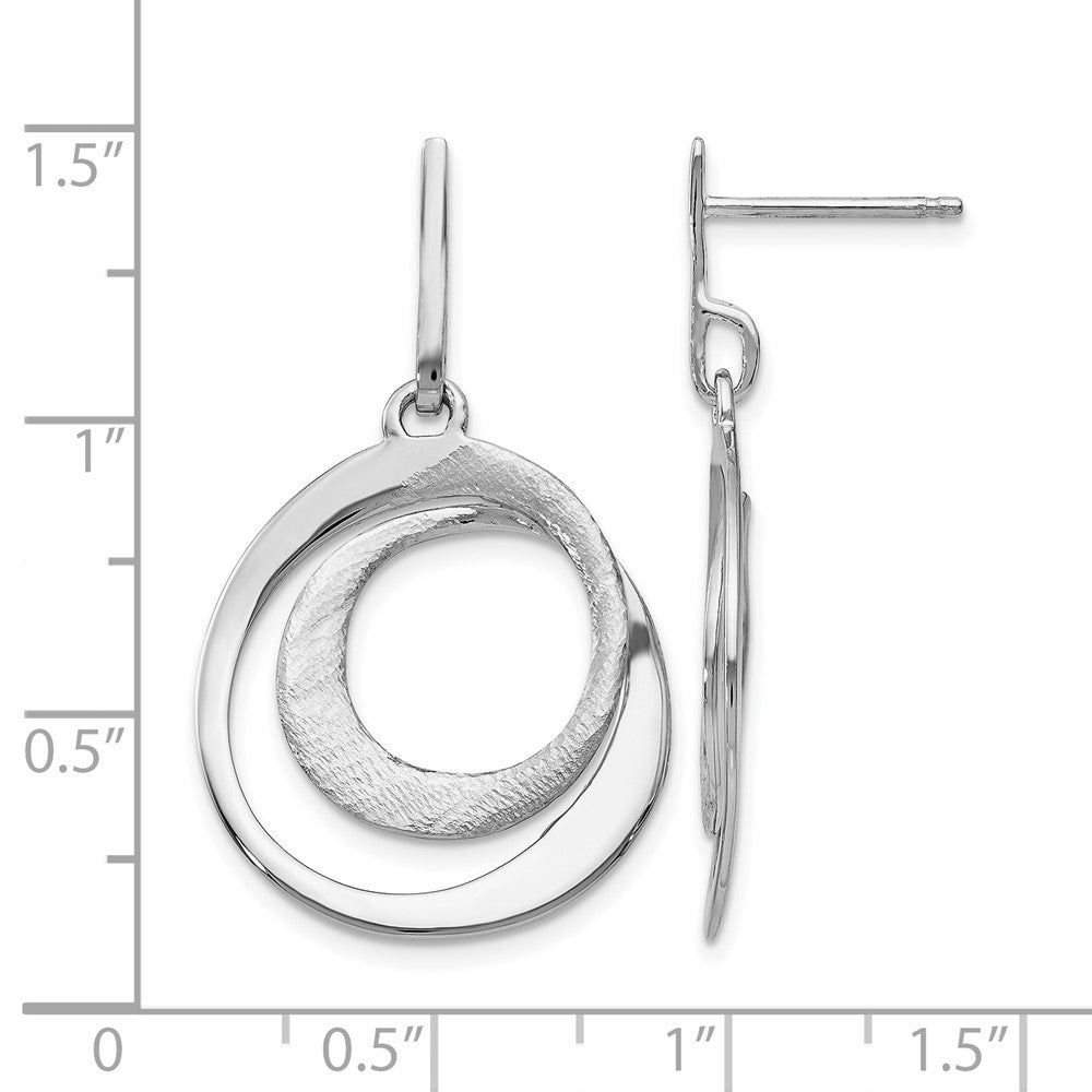 Sterling Silver Ss Rh Plated Radiant Essence Textured Post Dangle Earrings