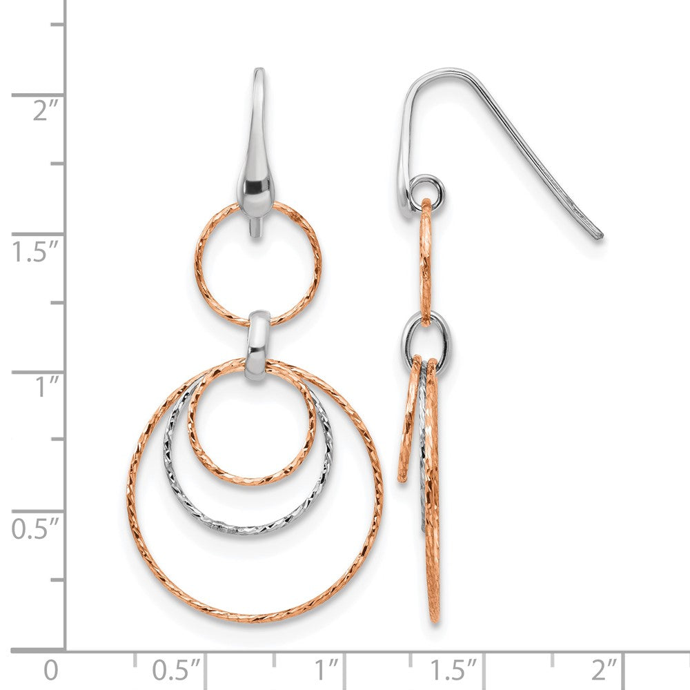 Ss/Rose Plated Sterling Silver Rose-Gold-Plated D/C Dangle Earrings