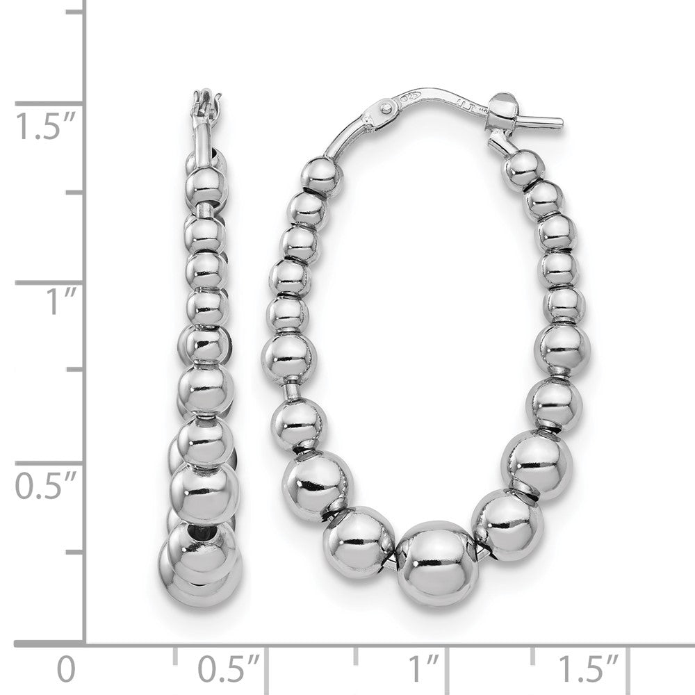 Sterling Silver Polished Beaded Hoop Earrings
