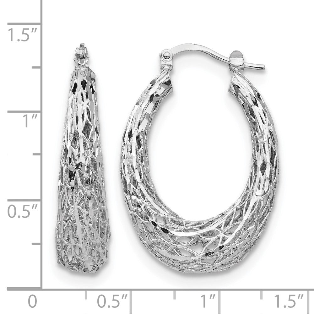 Sterling Silver Polished D/C Oval Hoop Earrings