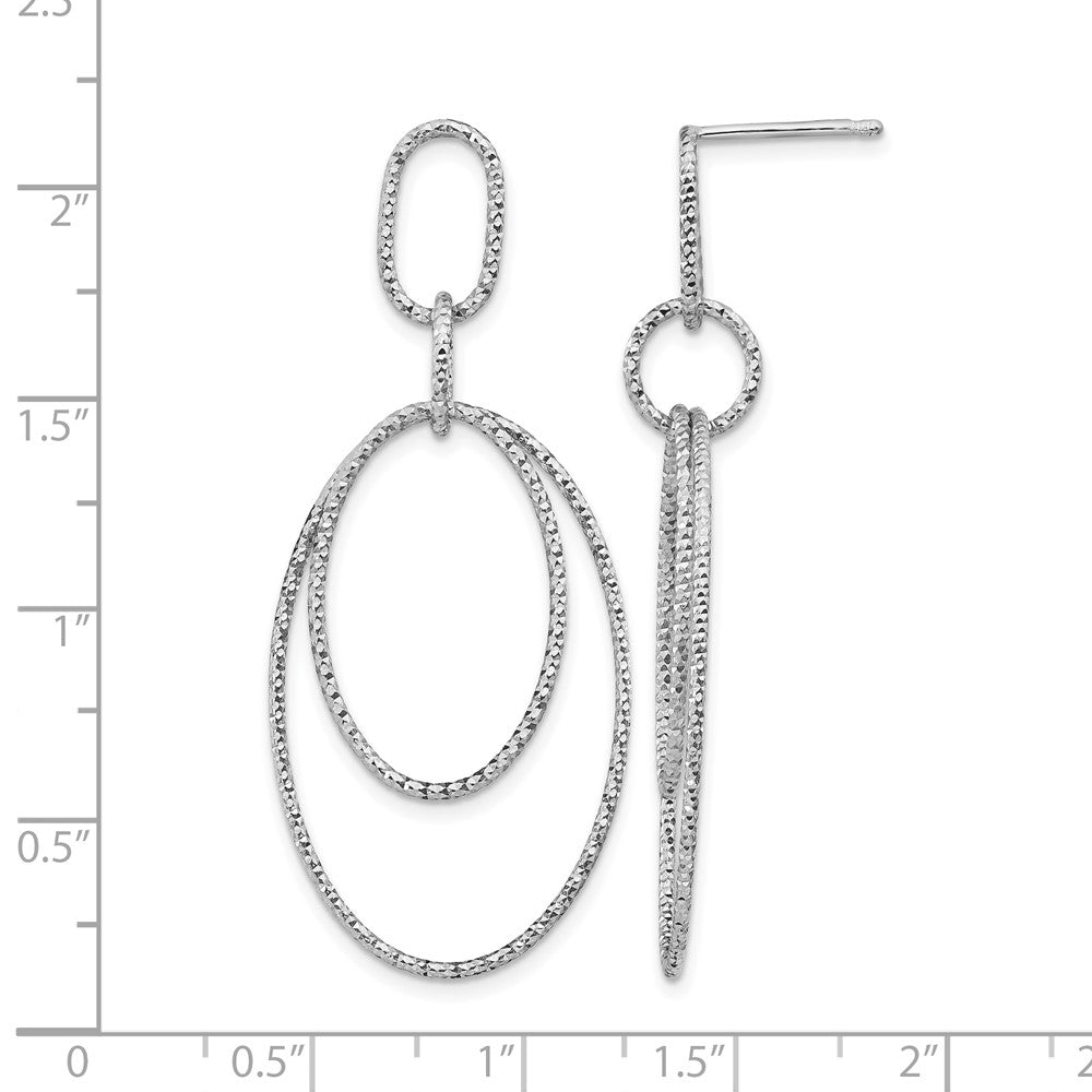 Sterling Silver Rh Plated D/C Oval Post Dangle Earrings