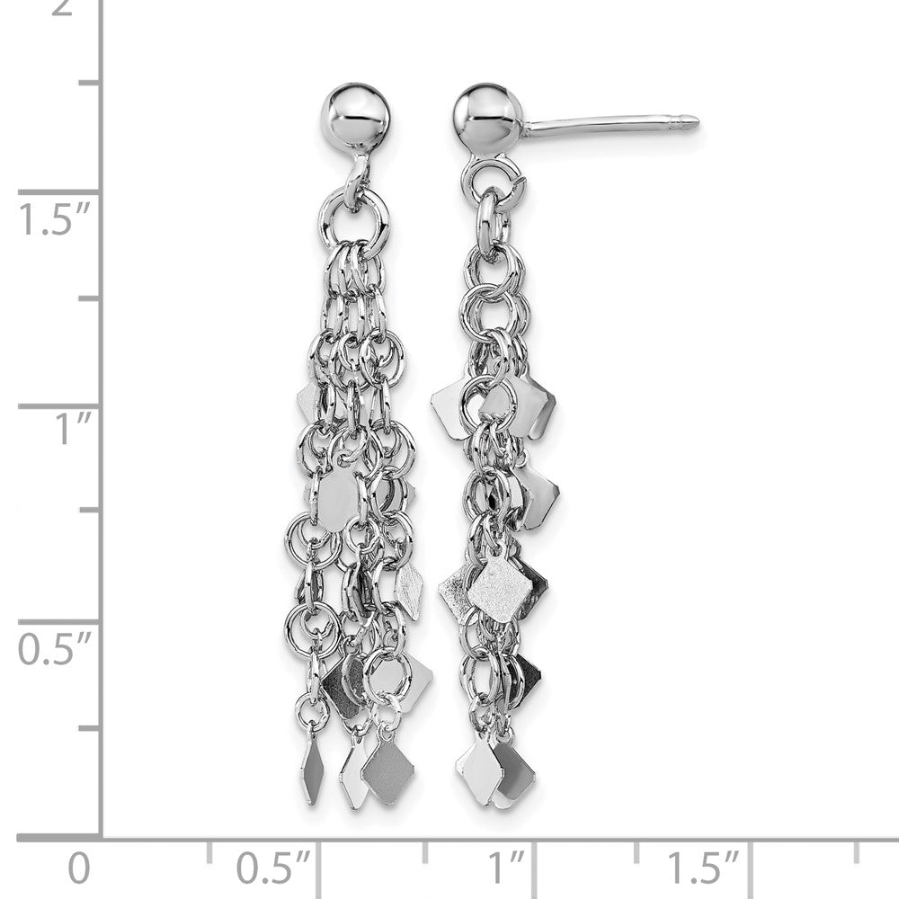Sterling Silver Rhodium Plated Post Dangle Earrings