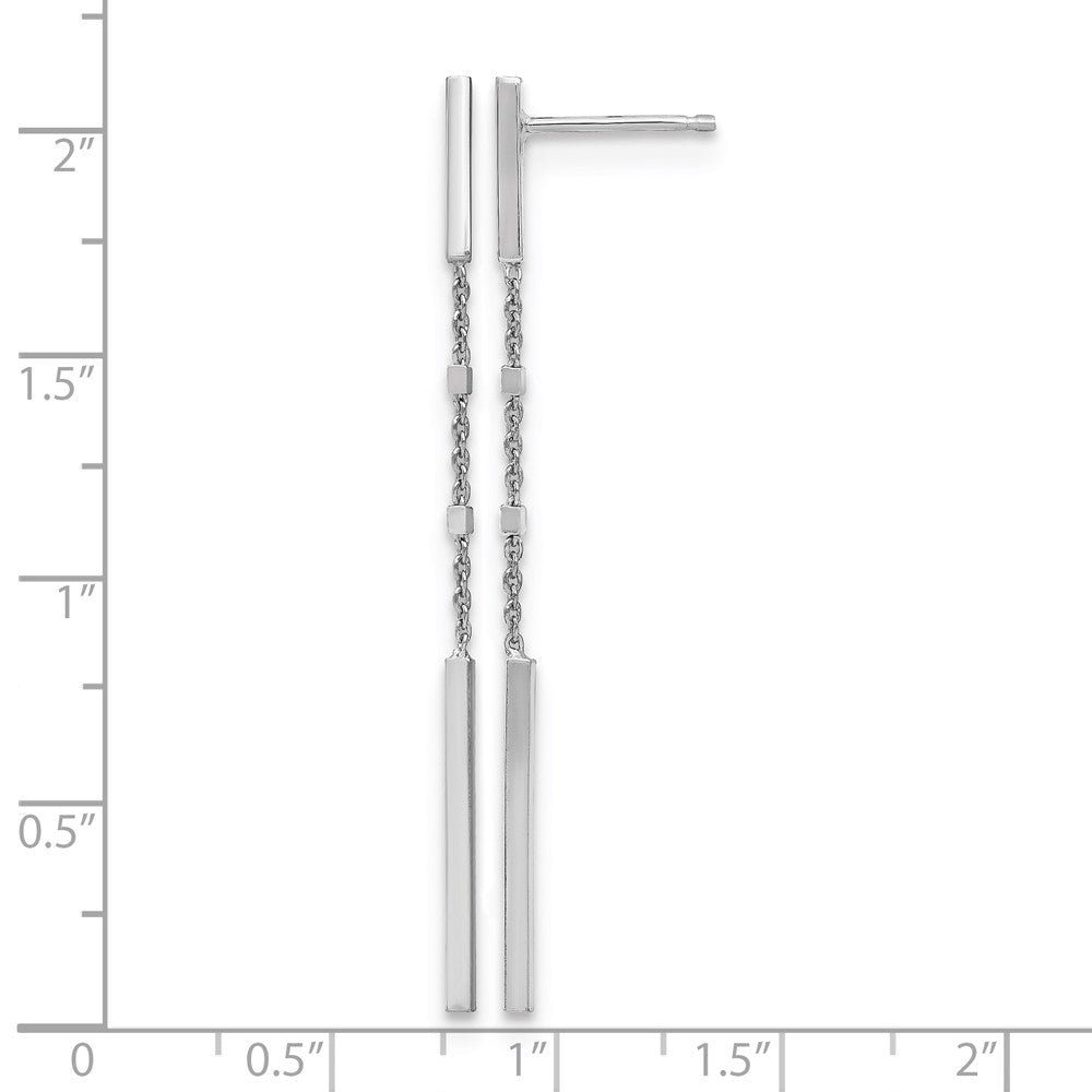 Sterling Silver Rhodium Plated Polished Post Dangle Earrings