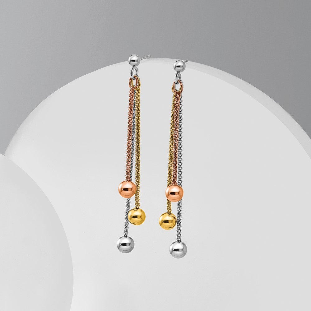 Sterling Silver Rose & Yellow Gold Plated Post Dangle Earrings