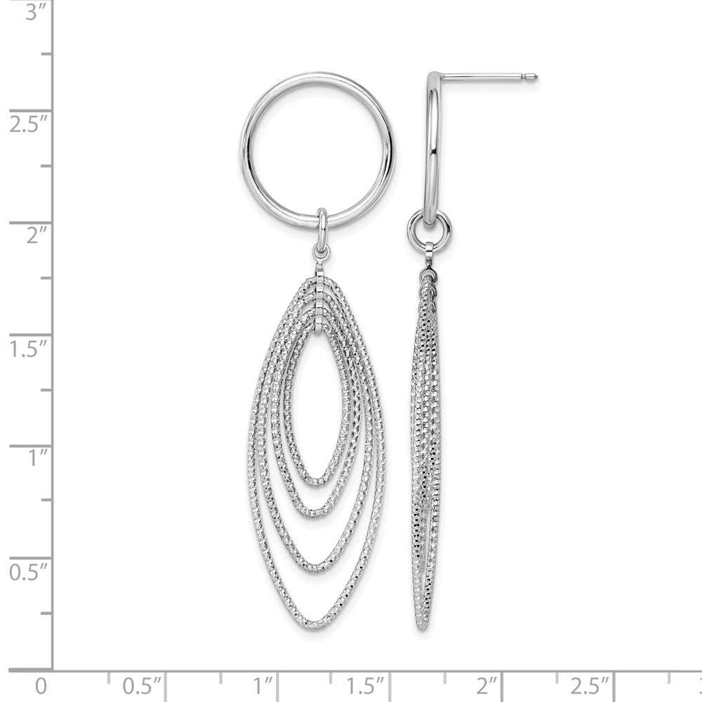 Sterling Silver Rhodium Plated Post Dangle Earrings