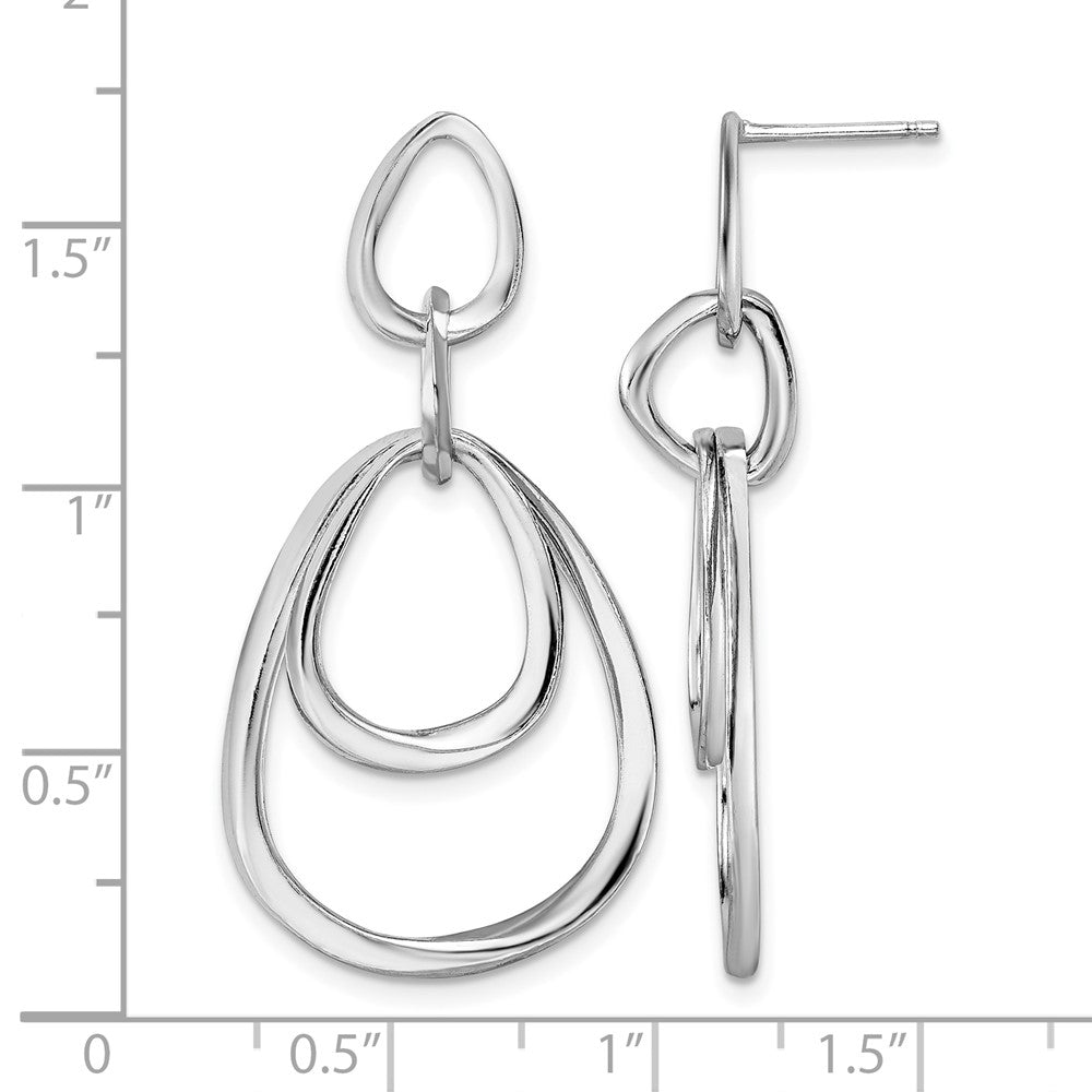 Sterling Silver Rhodium Plated Polished Post Dangle Earrings