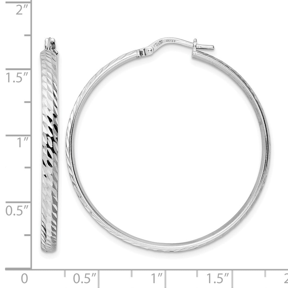 Sterling Silver Rhod Plated Polished D/C Hoop Earrings