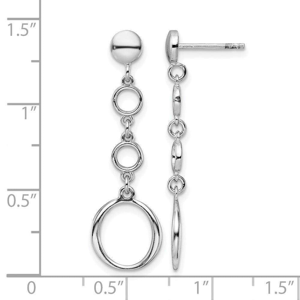 Sterling Silver Rhod Plated Post Dangle Earrings