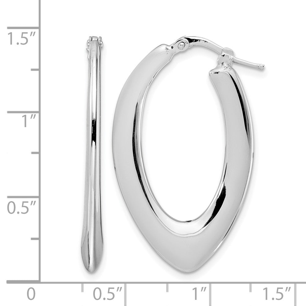 Sterling Silver Rhod Plated Polished Oval Hoop Earrings