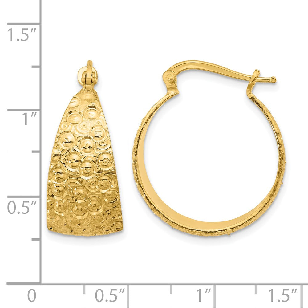Gold Plated Sterling Silver Tone Textured Hoop Earrings