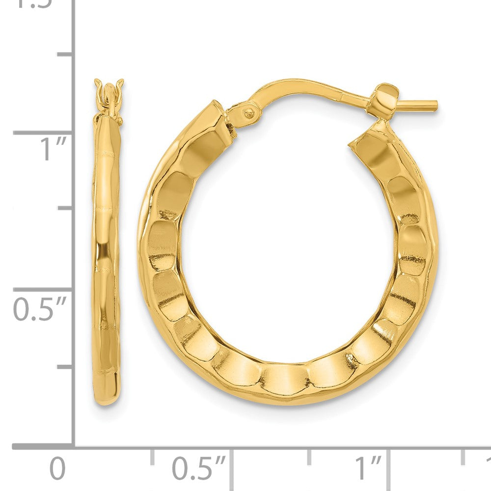 Gold Plated Sterling Silver Polished/Hammered Hoop Earrings
