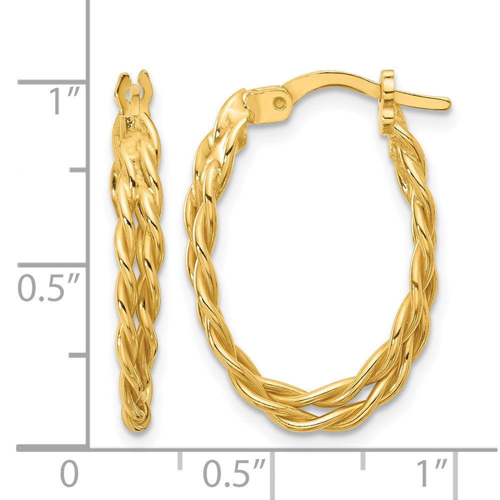 Sterling Silver Gold Tone Polished And Twisted Oval Hoop Earrings