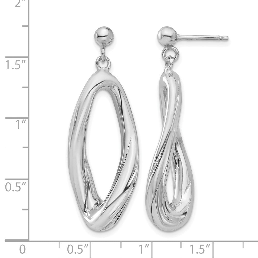 Sterling Silver Rhodium Plated Polished Dangle Post Earrings