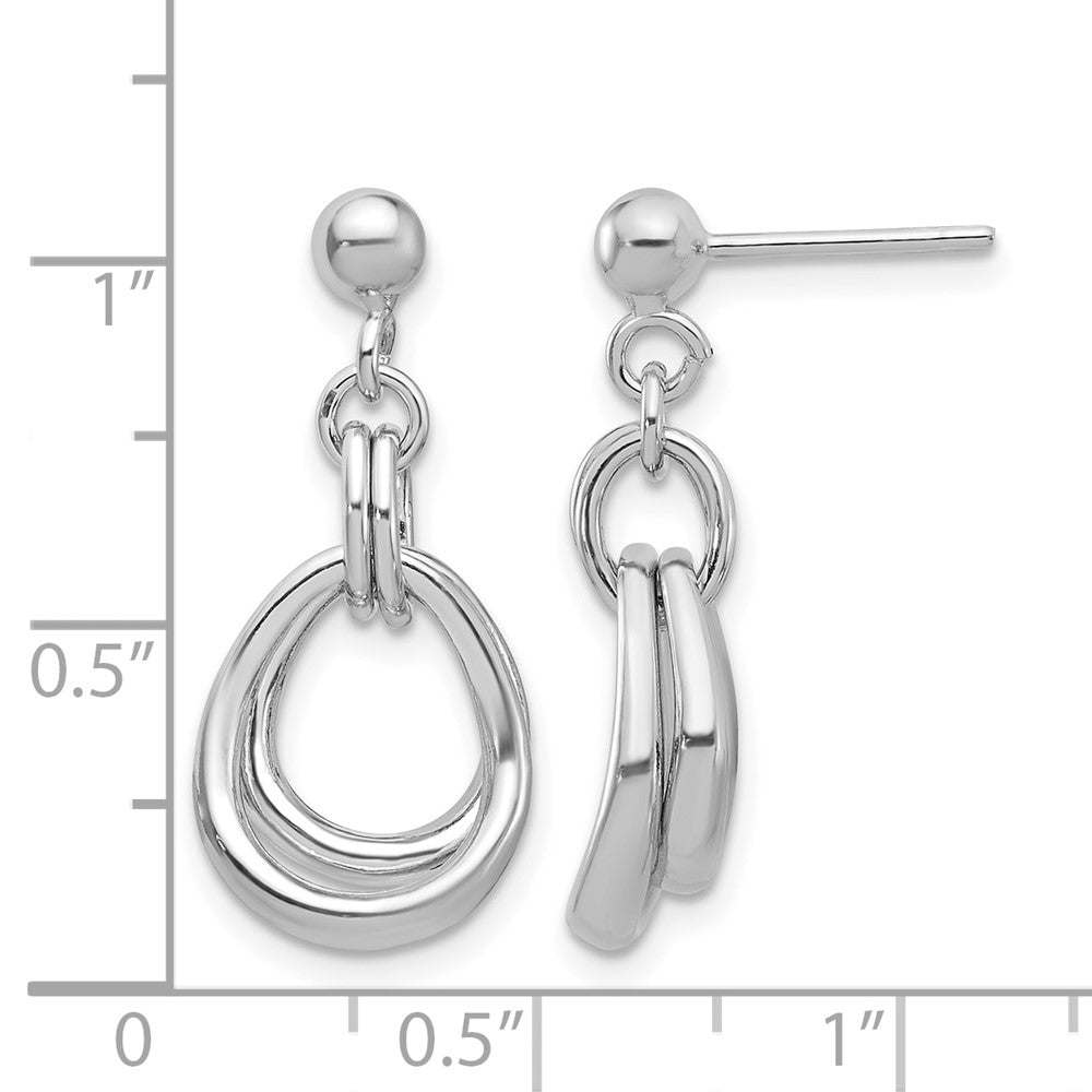 Sterling Silver Rhodium Plated Polished Post Dangle Earrings