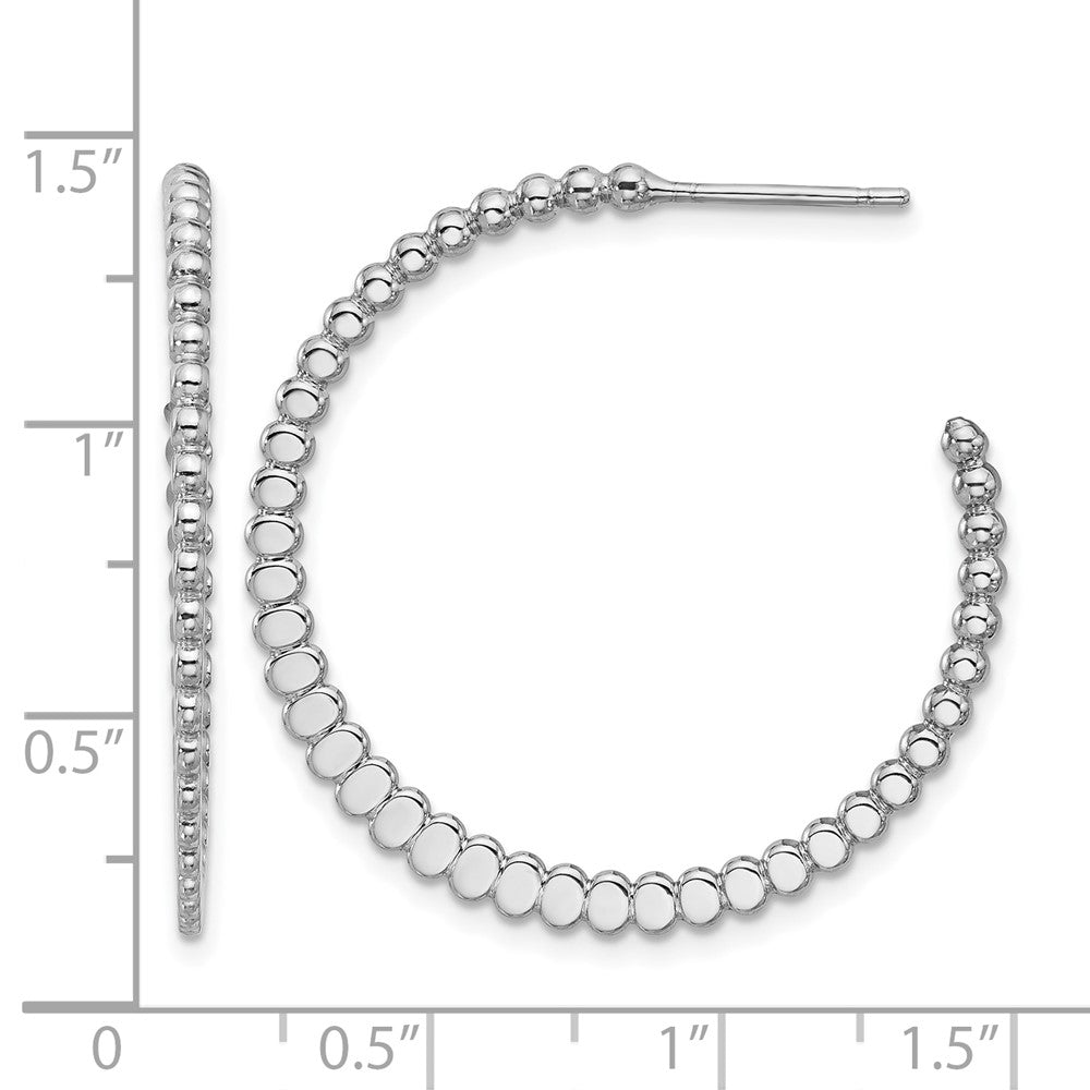 Sterling Silver Rhodium Plated Polished J Hoop Earrings