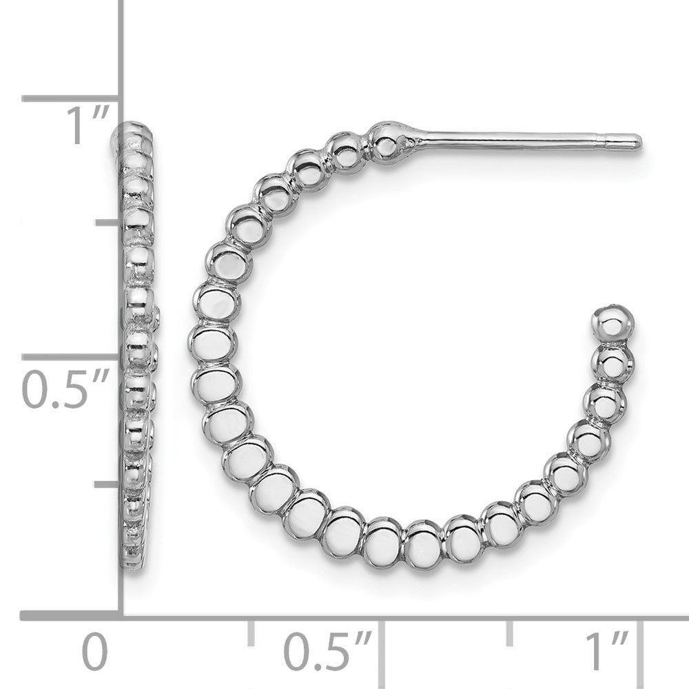 Sterling Silver Rhodium Plated Polished J Hoop Earrings