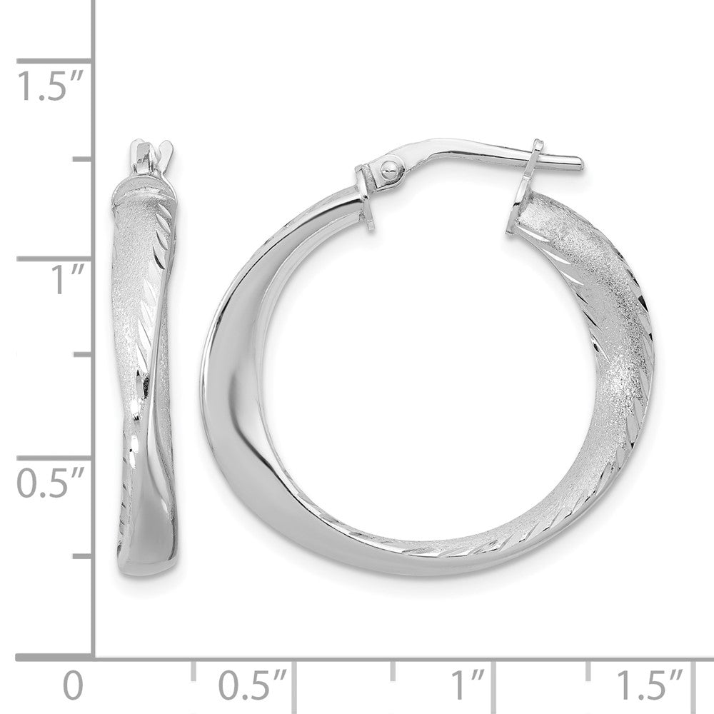 Sterling Silver Rhodium Plated Polished Hoop Earrings