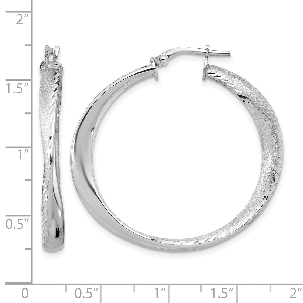 Sterling Silver Rhodium Plated Polished Hoop Earrings