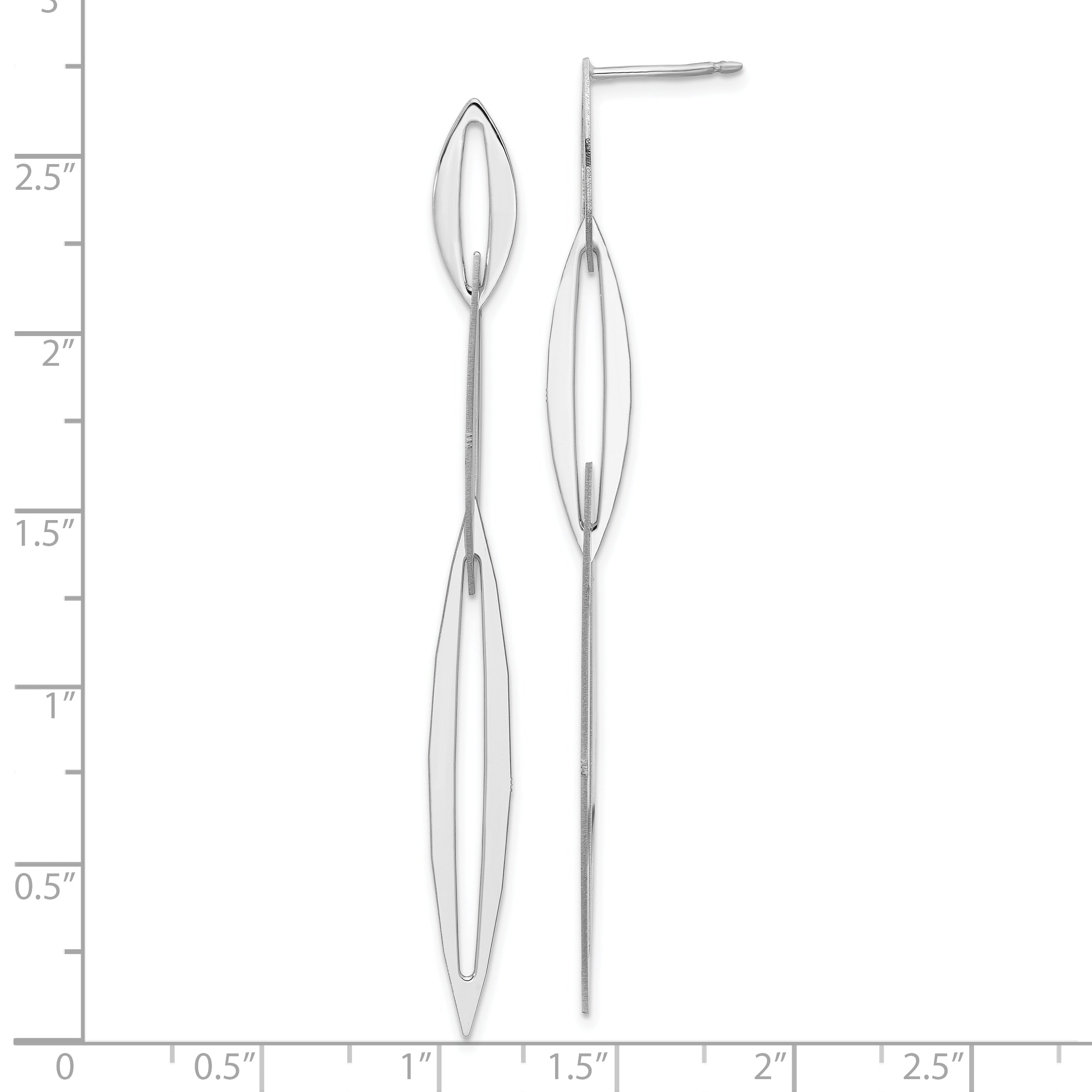 Sterling Silver Rhodium Plated Polished Post Dangle Earrings