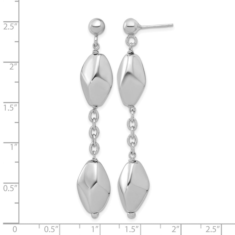 Sterling Silver Rhodium Plated Polished Post Dangle Earrings
