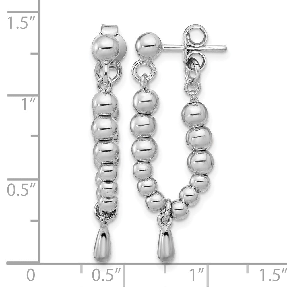 Sterling Silver Rh Plated Ball Dangle Post Earrings