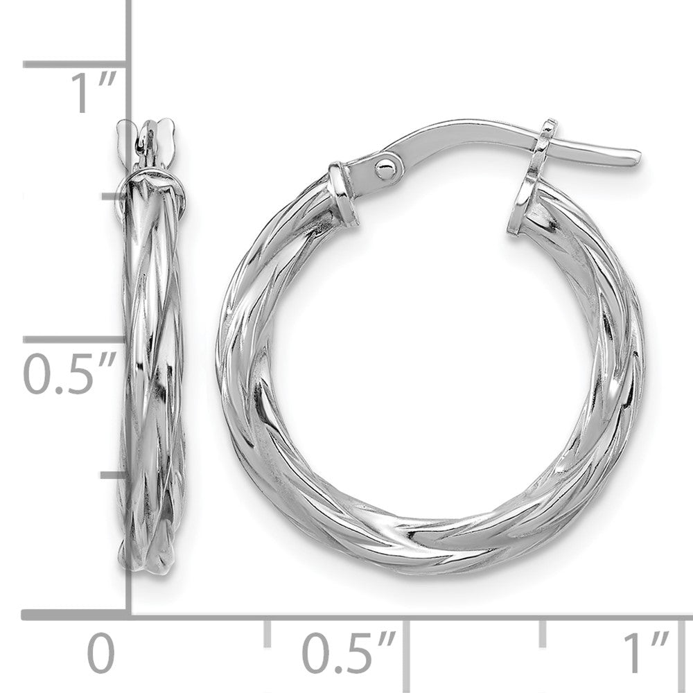 Sterling Silver Rh Plated Polished Twisted Hoop Earrings