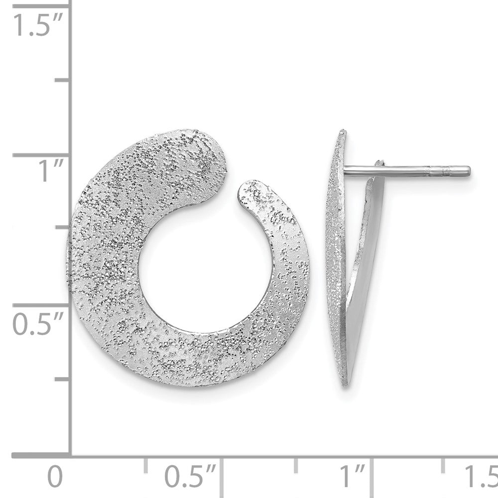Sterling Silver Ss Rh Plt Radiant Essence Textured Tapered Circle Post Earrings