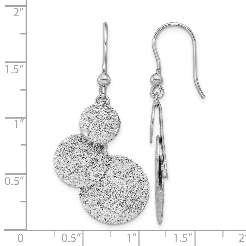 Sterling Silver Ss Rh Plated Radiant Essence Textured Circles Dangle Earrings