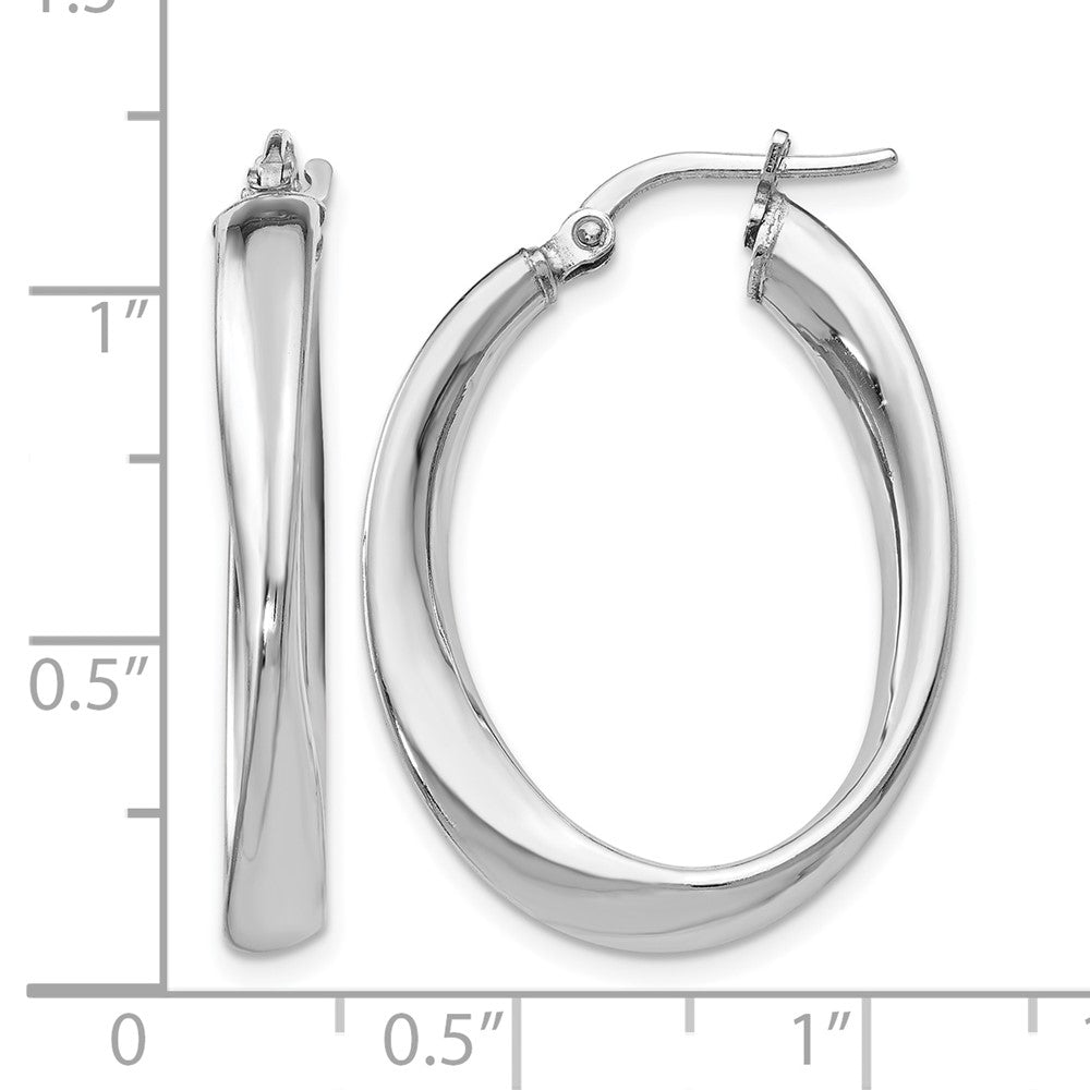 Sterling Silver Polished Twisted Oval Hoop Earrings