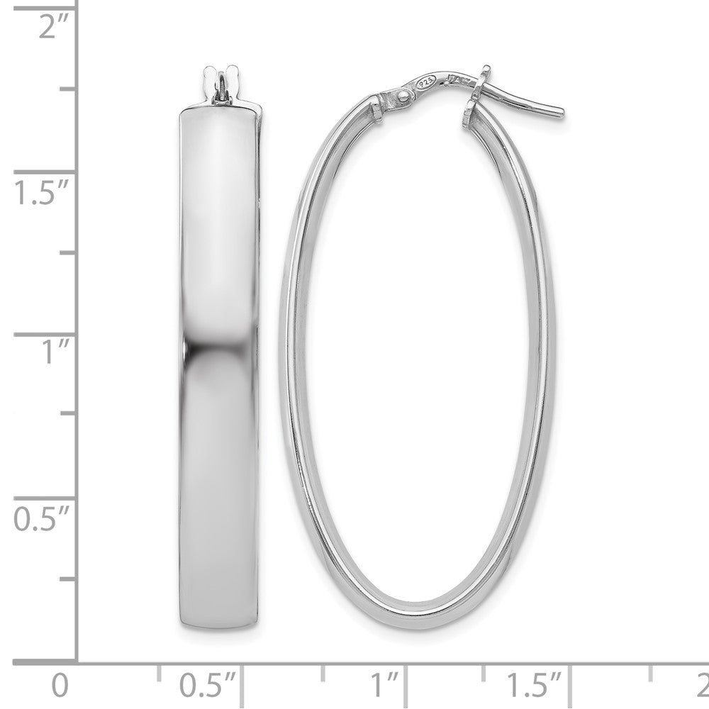 Sterling Silver Polished Oval Hinged Hoop Earrings