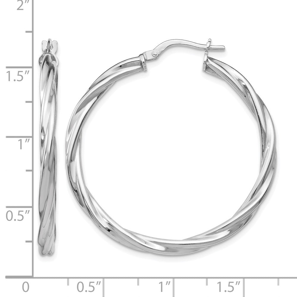Sterling Silver Polished Twisted Hinged Hoop Earrings