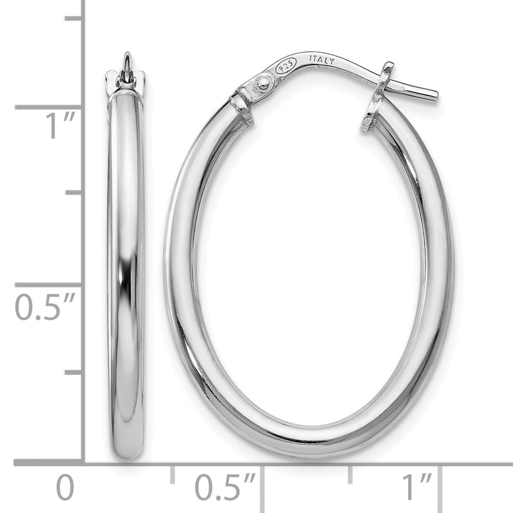 Sterling Silver Polished Oval Hinged Hoop Earrings