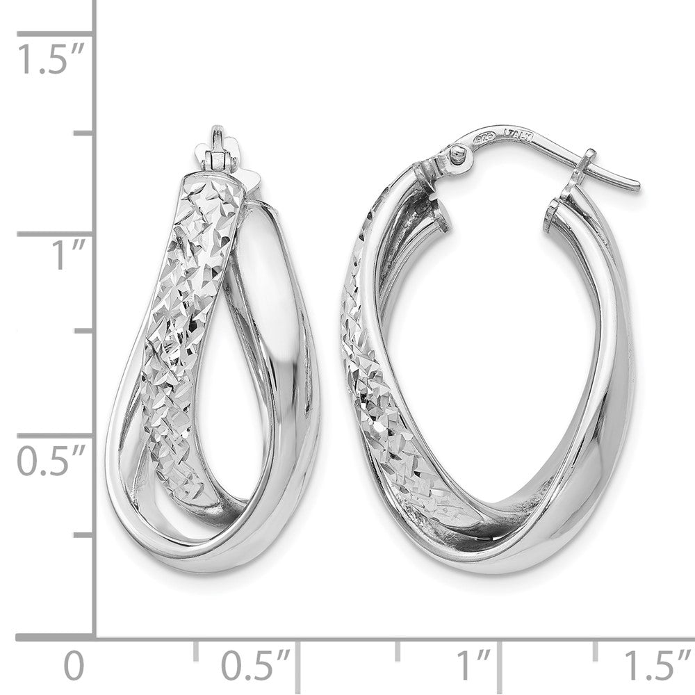Sterling Silver Polished And Textured Fancy Hoop Earrings