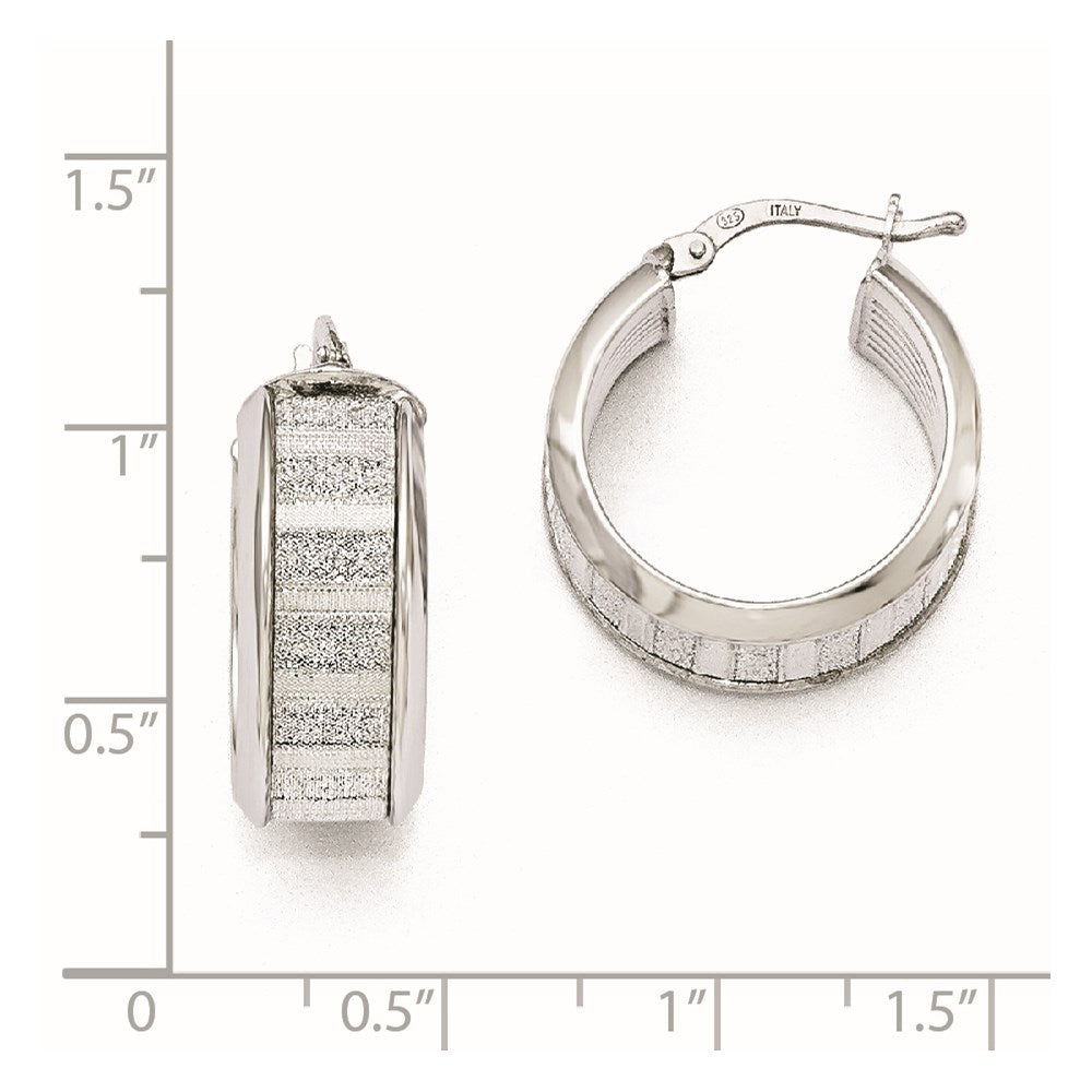 Sterling Silver Polished Glimmer Infused Hoop Earrings