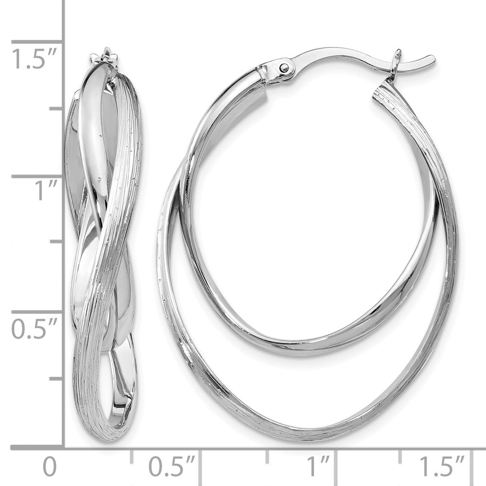 Sterling Silver Polished And Textured Hoop Earrings