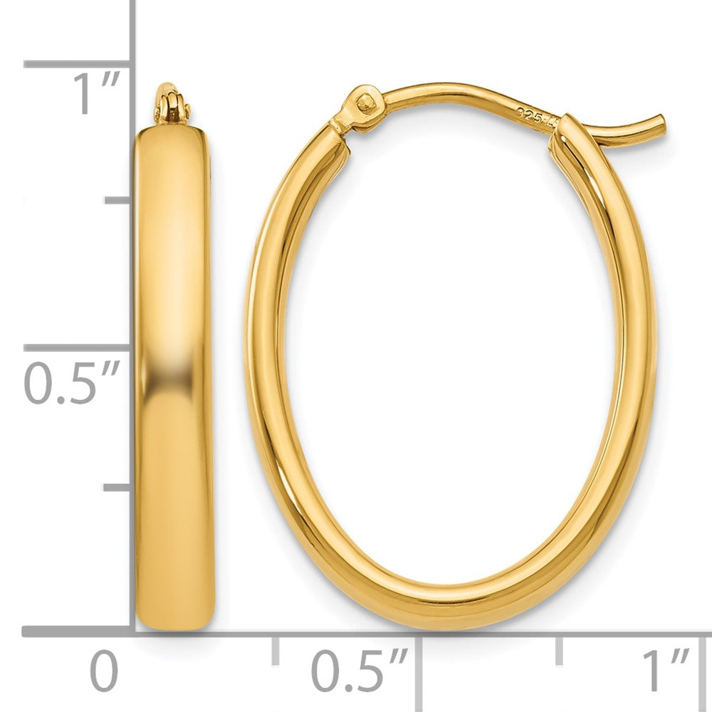 Ss/Gold Plated Sterling Silver Gold-Plated Polished Oval Hoop Earrings