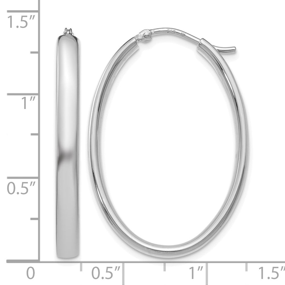 Sterling Silver Polished Oval Hoop Earrings