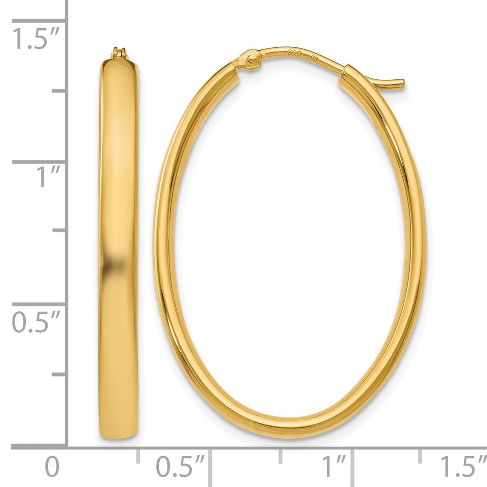 Ss/Gold Plated Sterling Silver Gold-Plated Polished Oval Hoop Earrings