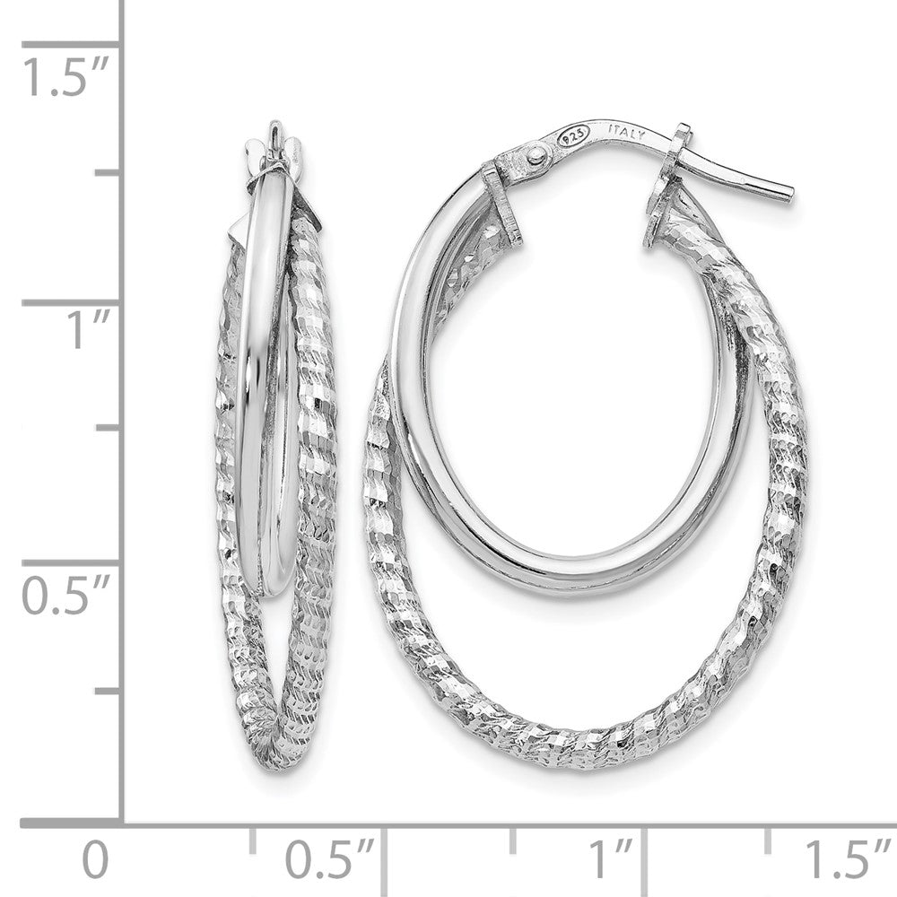 Sterling Silver Polished D/C Oval Hoop Earrings