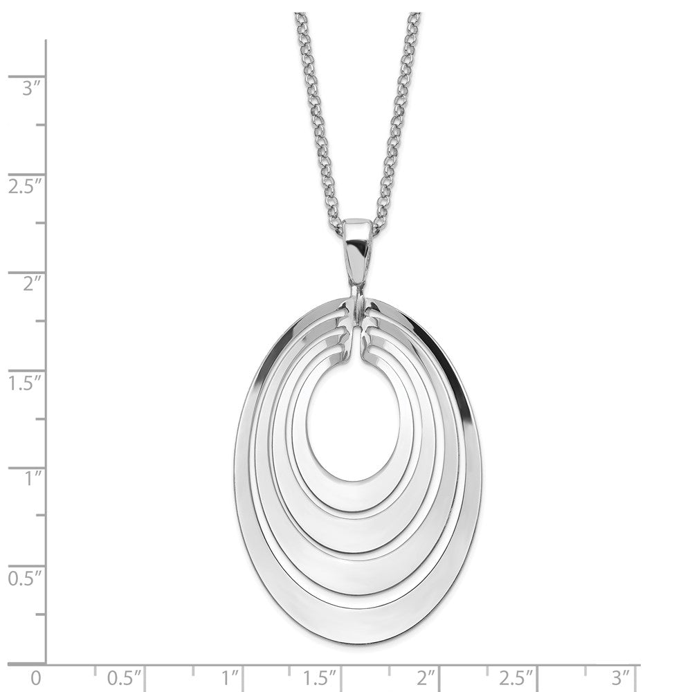 Sterling Silver Rh Plat Polished & Brushed W/ 1.25In Ext. Necklace