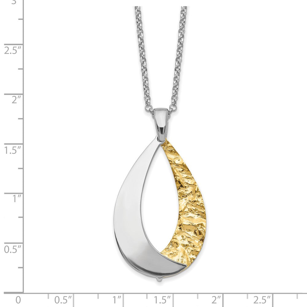 Gold Plated Sterling Silver Rh Plate D/C 18In Plus 1In Ext Necklace