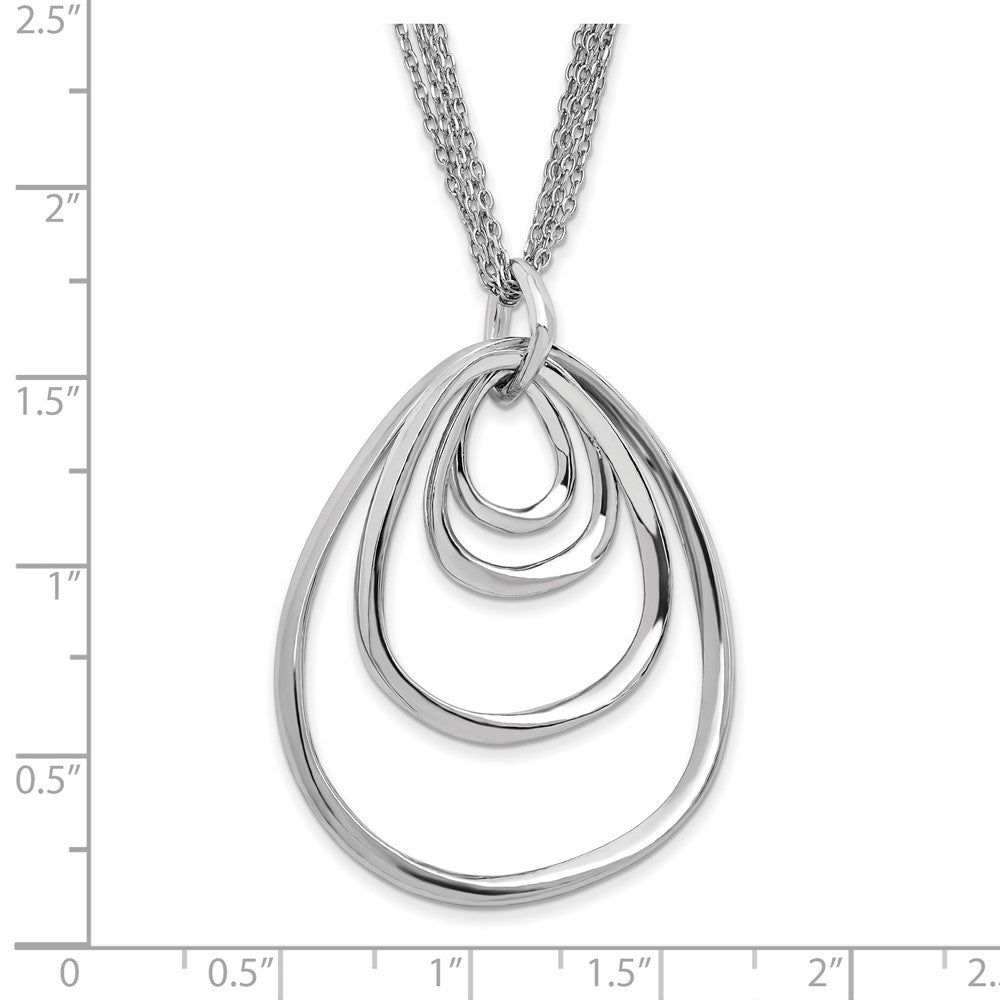 Sterling Silver Rhodium Plated Multi Strand W/ 2In Necklace