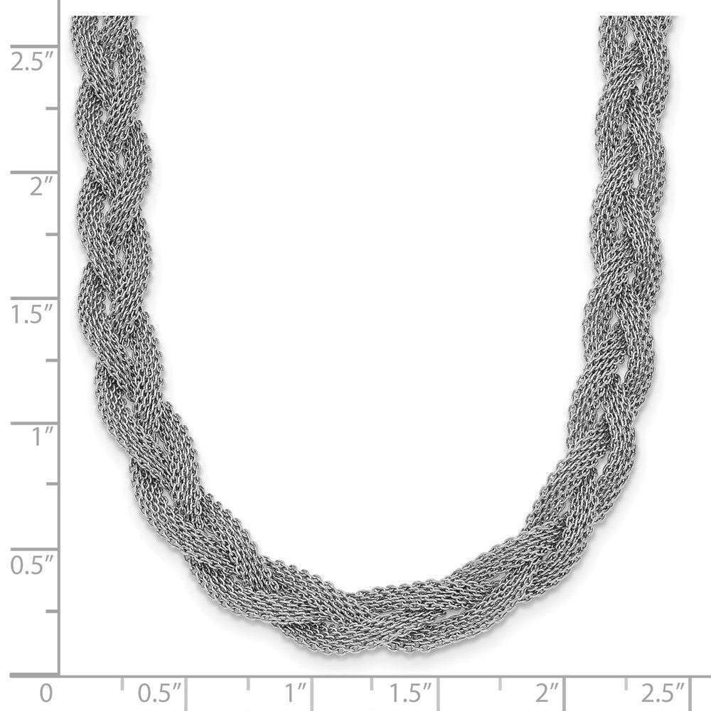 Sterling Silver Rhodium Plated Braided Polished Necklace