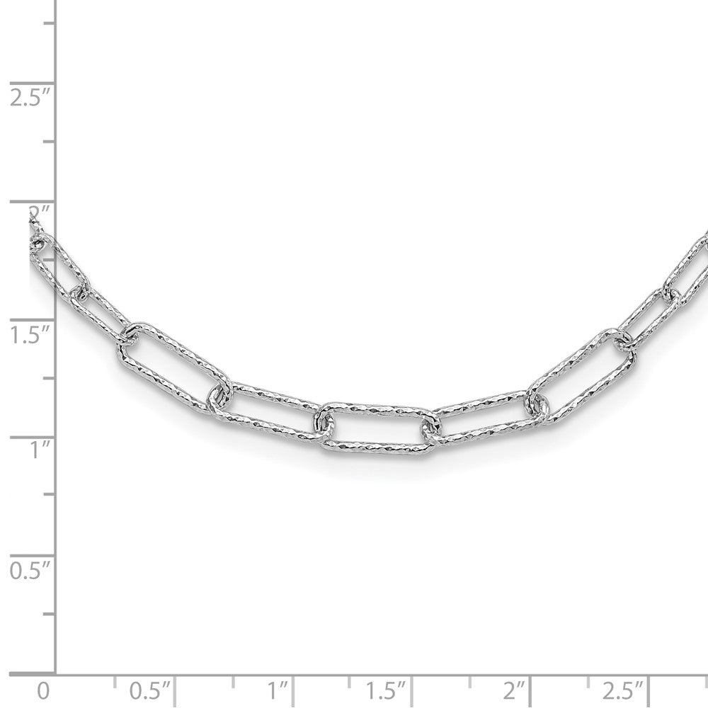 Sterling Silver Rh Plated Diamond Cut With 2In. Ext Link Necklace